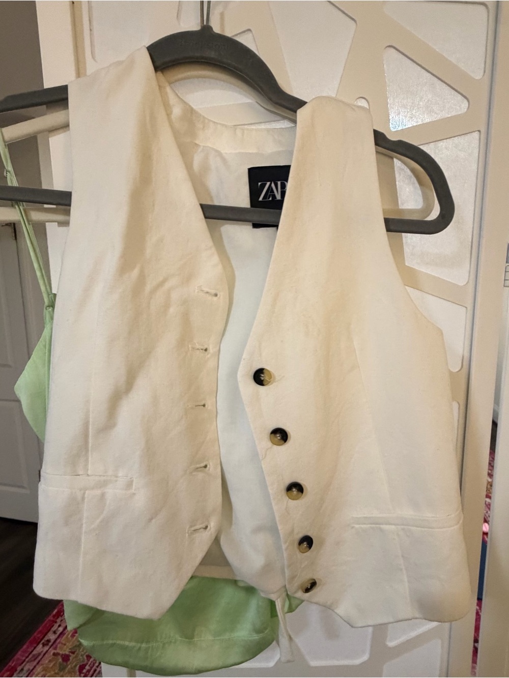 Zara Cream Sleeveless Button Vest